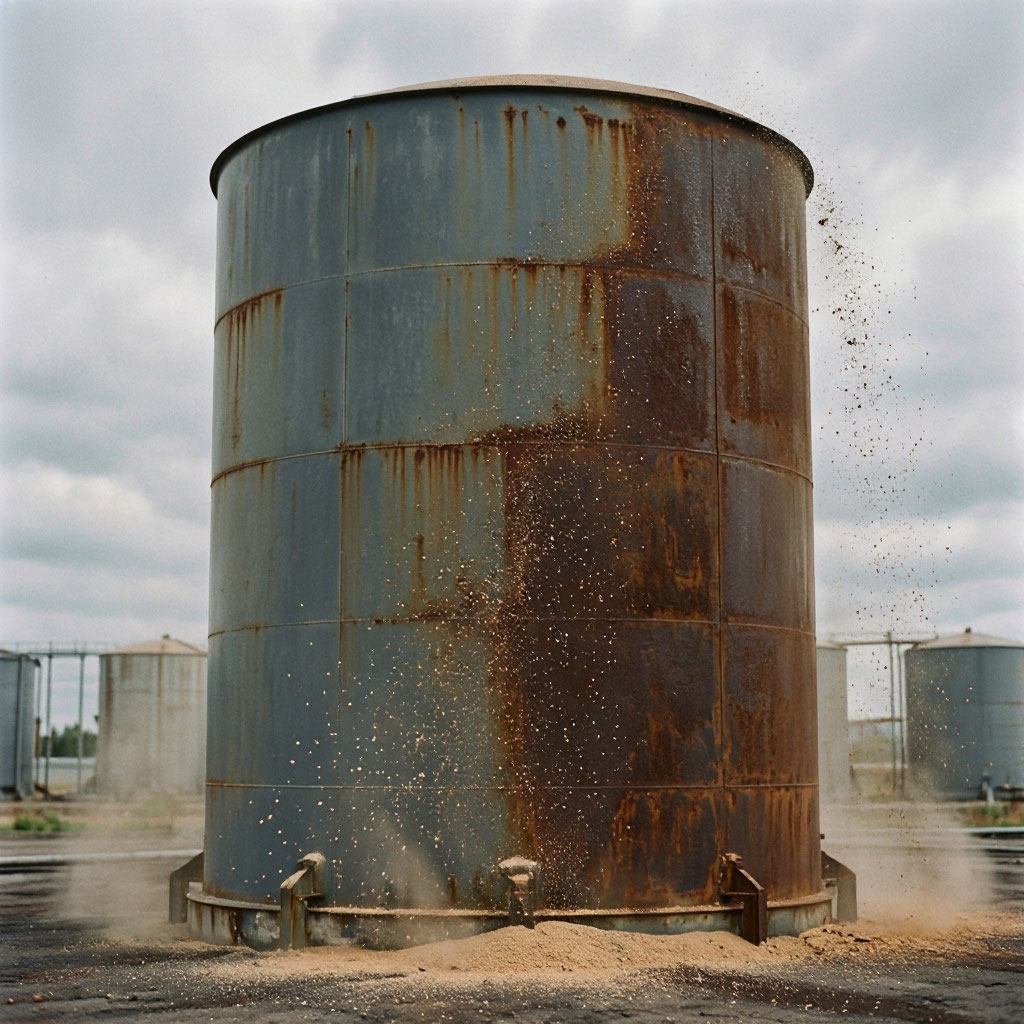 Storage tank exterior blasting