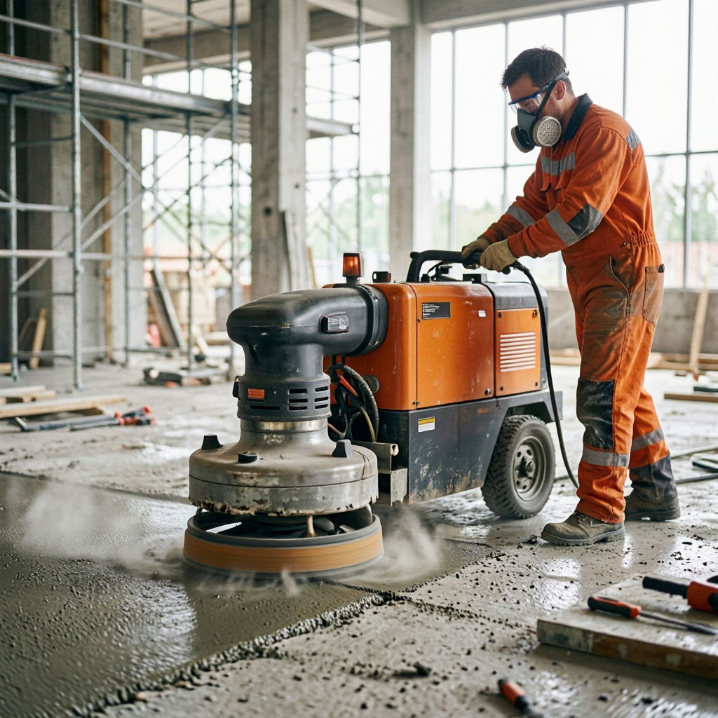 Industrial sandblasting on structural steel